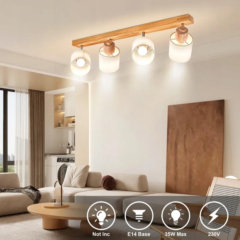 DOUGHELEC Plafondlamp 4-lichts Vintage E14 Voor Woonkamer — foto 3