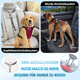 SLOWTON Autogordel Hond 2-in-1 Verstelbaar Reflecterend Grijs — miniatuur 2