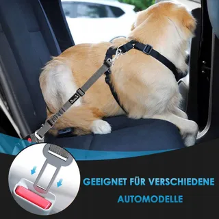 SLOWTON Autogordel Hond 2-in-1 Verstelbaar Reflecterend Grijs — miniatuur 6