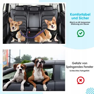 SLOWTON Autogordel Hond Verstelbaar Reflecterend Lila — miniatuur 6