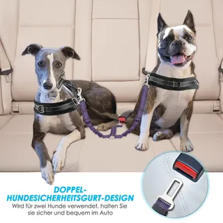 SLOWTON Autogordel Hond Verstelbaar Reflecterend Lila — miniatuur 2