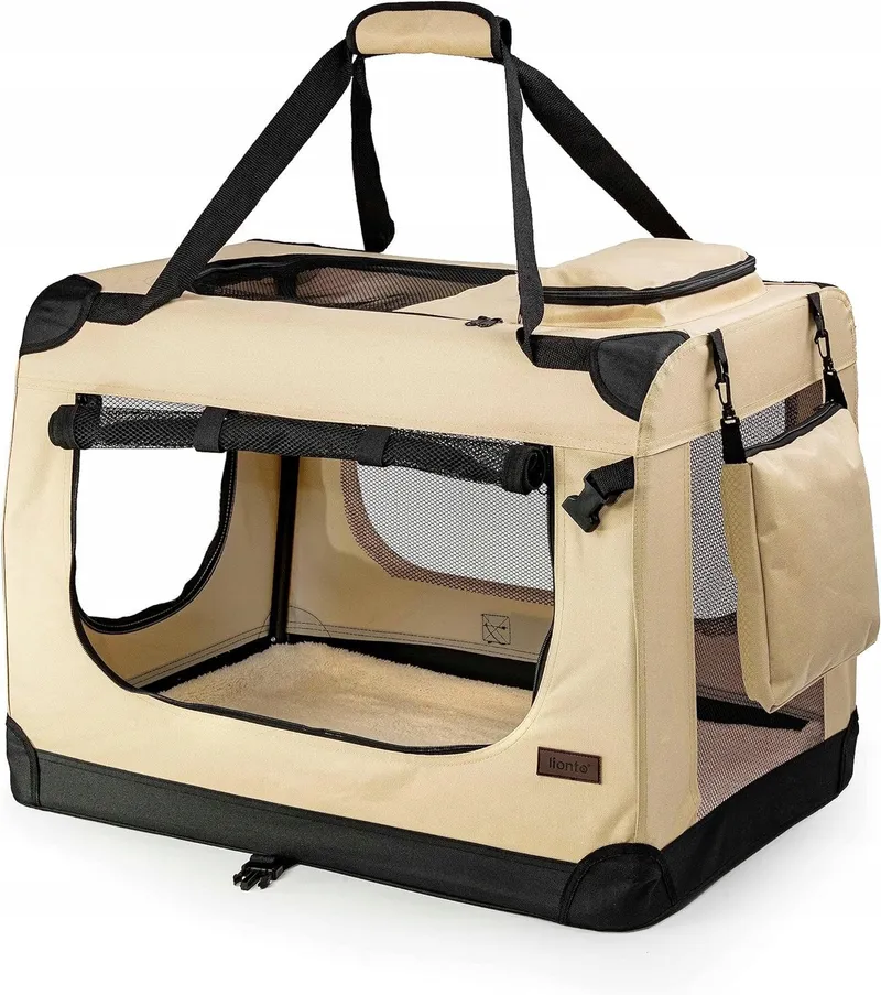 LIONTO Opvouwbare Transportbox Hond Kat 82x58x58cm Beige — foto 1