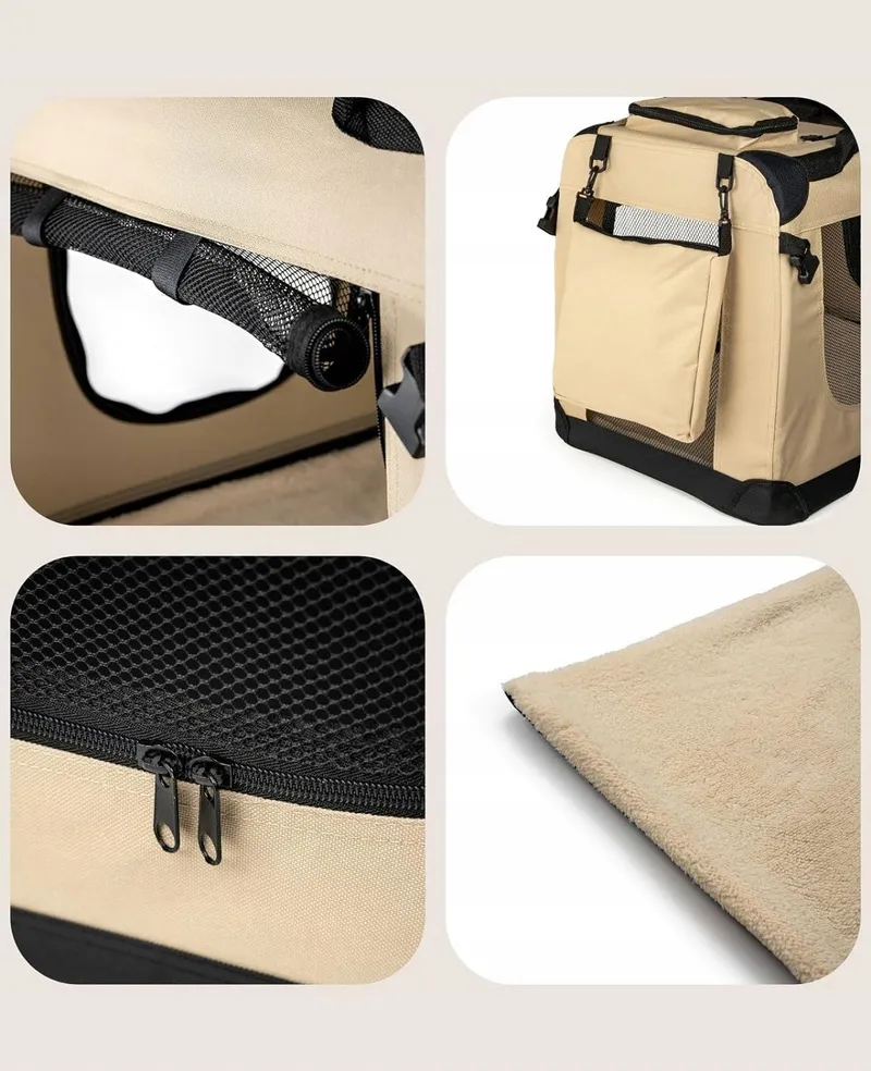 LIONTO Opvouwbare Transportbox Hond Kat 82x58x58cm Beige — foto 4
