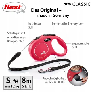 FLEXI New Classic Hondenriem S 8m Rood — miniatuur 2