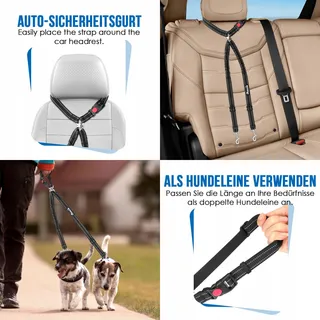 SLOWTON Dubbele Veiligheidsgordel Voor Honden Auto Voor 2 Honden — miniatuur 5