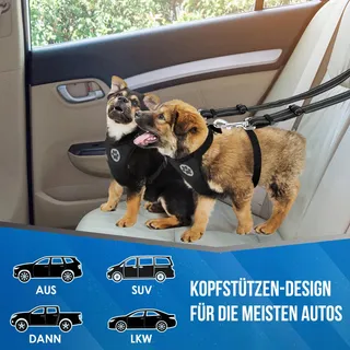 SLOWTON Dubbele Veiligheidsgordel Voor Honden Auto Voor 2 Honden — miniatuur 4