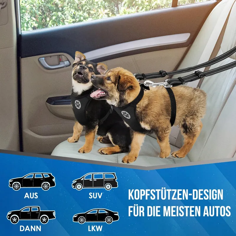 SLOWTON Dubbele Veiligheidsgordel Voor Honden Auto Voor 2 Honden — foto 4