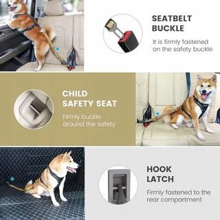 IOKHEIRA Verstelbare Autoveiligheidsgordel voor Hond Olijfgeel — miniatuur 6