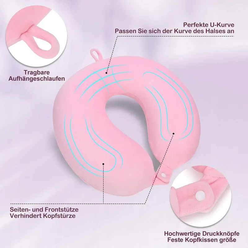CIROLD Ergonomisch Opblaasbaar Reiskussen Nek Roze — foto 5