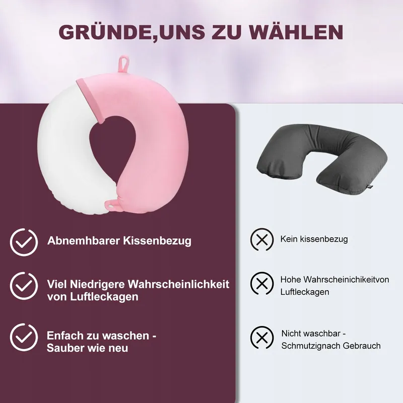 CIROLD Ergonomisch Opblaasbaar Reiskussen Nek Roze — foto 7