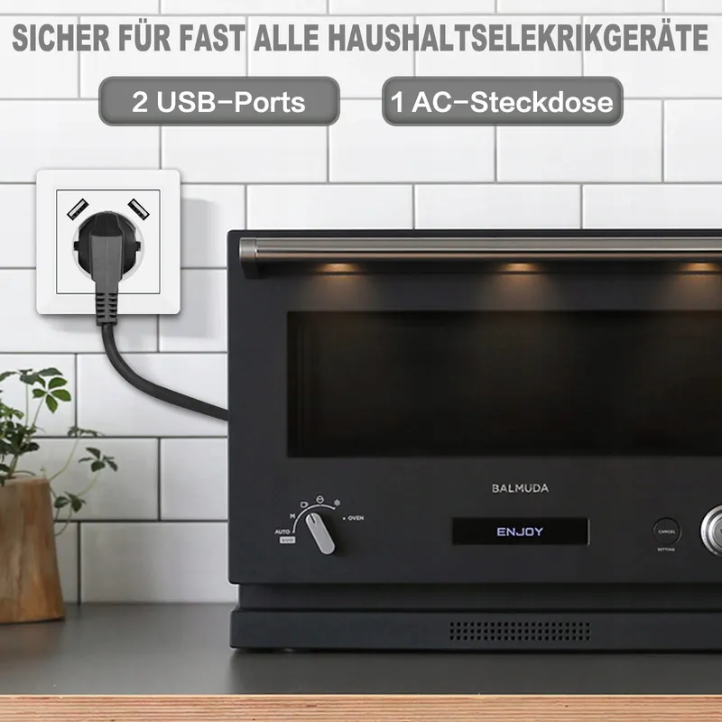 Wandcontactdoos met USB 5V 3.4A Schuko System 55 33mm Diep — foto 5