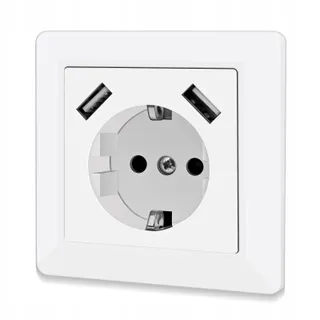 Wandcontactdoos met USB 5V 3.4A Schuko System 55 33mm Diep — miniatuur 1