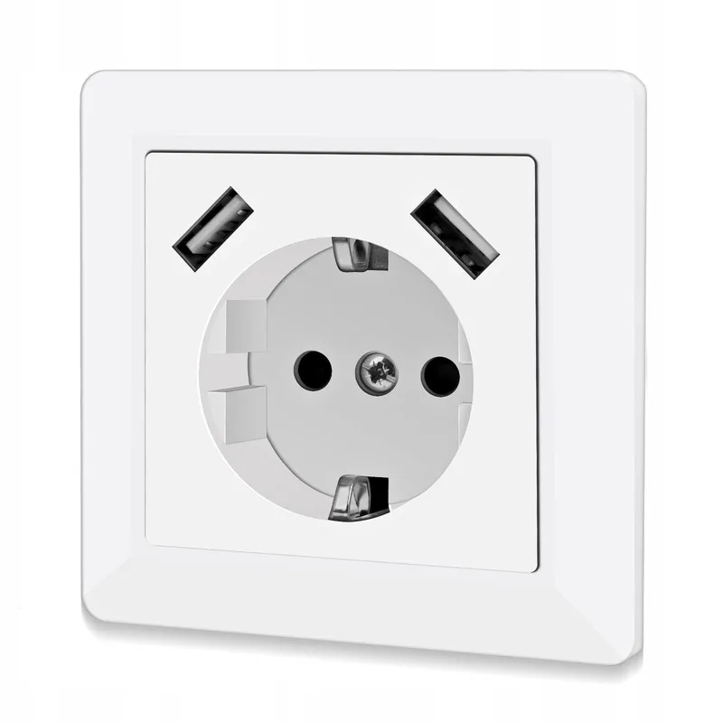 Wandcontactdoos met USB 5V 3.4A Schuko System 55 33mm Diep — foto 1
