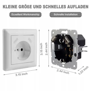Wandcontactdoos met USB 5V 3.4A Schuko System 55 33mm Diep — miniatuur 3