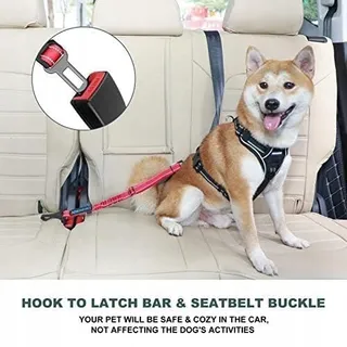 IOKHEIRA Veiligheidsgordel Hond Auto Verstelbaar Rood — miniatuur 7