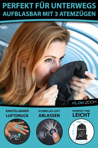 FLOWZOOM Opblaasbaar Nekkussen voor Vrouwen Zwart Maat M — miniatuur 4