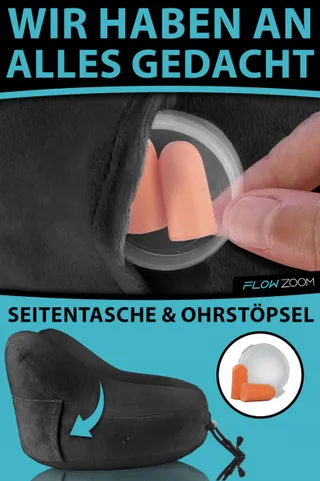FLOWZOOM Opblaasbaar Nekkussen voor Vrouwen Zwart Maat M — miniatuur 8