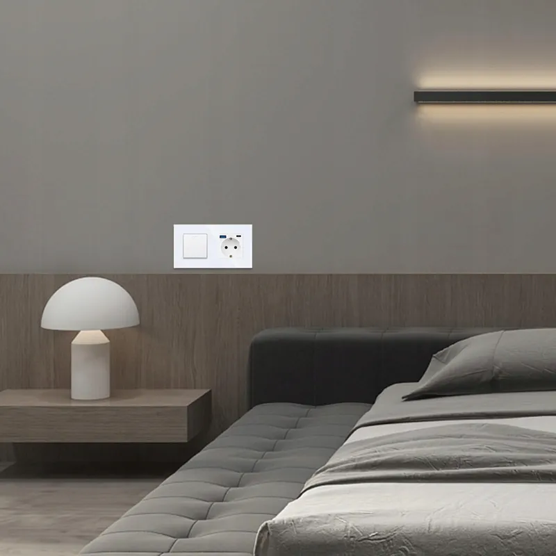 JIMEIDA Lichtschakelaar Met USB Stopcontact Wit USB A/C 3,1A Modern — foto 4
