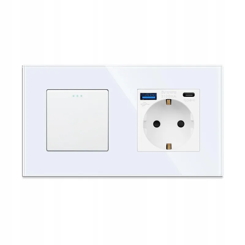 JIMEIDA Lichtschakelaar Met USB Stopcontact Wit USB A/C 3,1A Modern — foto 2