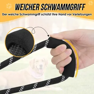 EYEIN Hondenriem 3m Verstelbaar Reflecterend Zwart — miniatuur 4