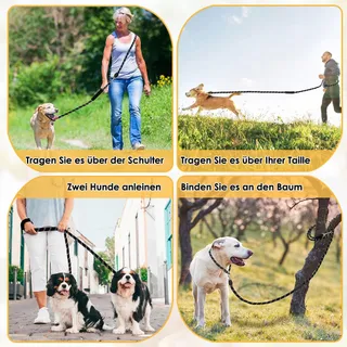 EYEIN Hondenriem 3m Verstelbaar Reflecterend Zwart — miniatuur 5