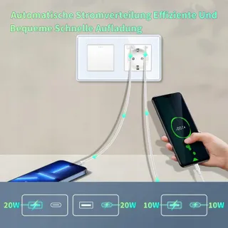 LIAONFOY Glazen Lichtschakelaar 1-weg Schuko 20W Wit 110-250V — miniatuur 2