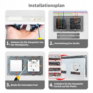 LIAONFOY Glazen Lichtschakelaar 1-weg Schuko 20W Wit 110-250V — miniatuur 6