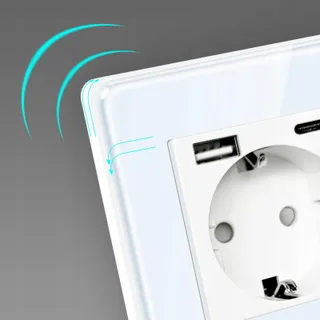 LIAONFOY Glazen Lichtschakelaar 1-weg Schuko 20W Wit 110-250V — miniatuur 4