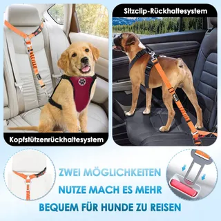 SLOWTON Hondengordel Voor Auto 2-in-1 Verstelbaar Reflecterend — miniatuur 2
