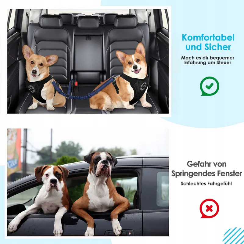 SLOWTON Autogordel Hond Verstelbaar Reflecterend Veilig Blauw — foto 6