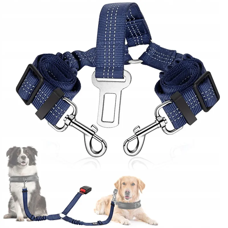 SLOWTON Autogordel Hond Verstelbaar Reflecterend Veilig Blauw — foto 1