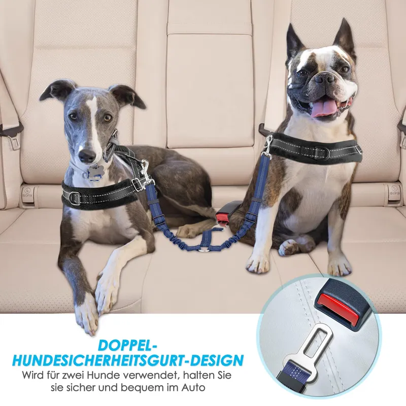 SLOWTON Autogordel Hond Verstelbaar Reflecterend Veilig Blauw — foto 2