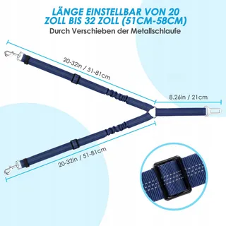 SLOWTON Autogordel Hond Verstelbaar Reflecterend Veilig Blauw — miniatuur 7