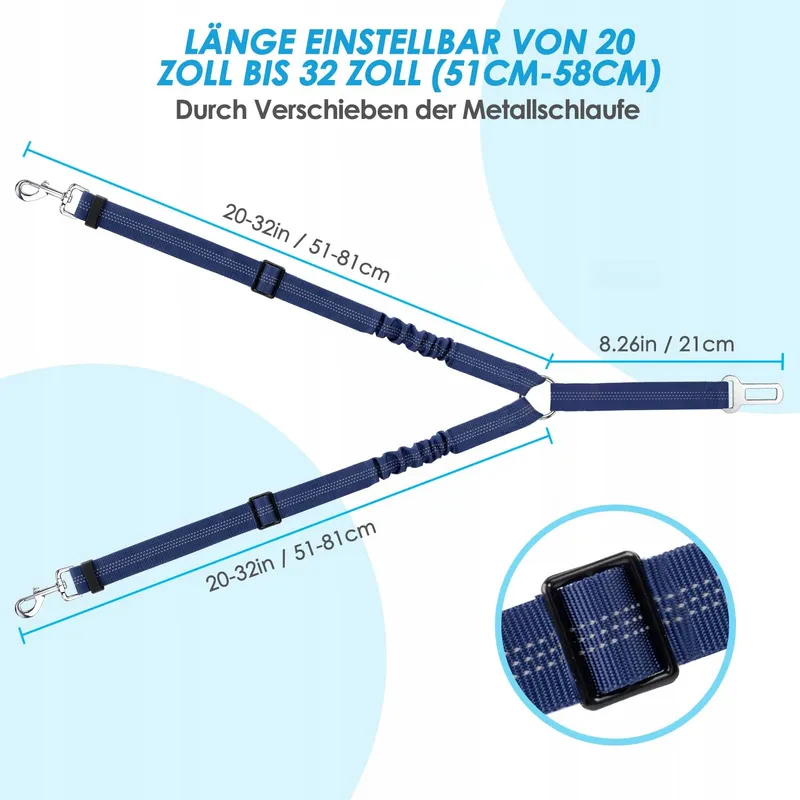 SLOWTON Autogordel Hond Verstelbaar Reflecterend Veilig Blauw — foto 7
