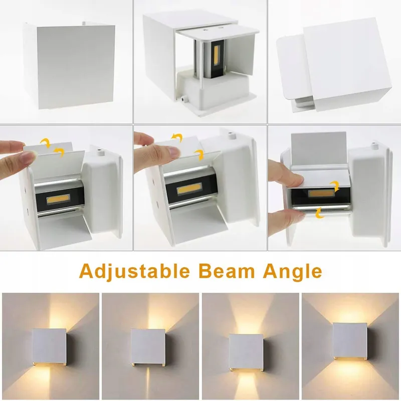 KLIGHTEN 2x LED Wandlamp Binnen Buiten 12W IP65 Warmwit — foto 2