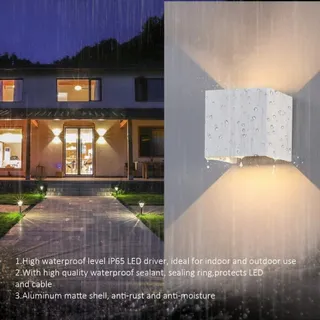 KLIGHTEN 2x LED Wandlamp Binnen Buiten 12W IP65 Warmwit — miniatuur 4