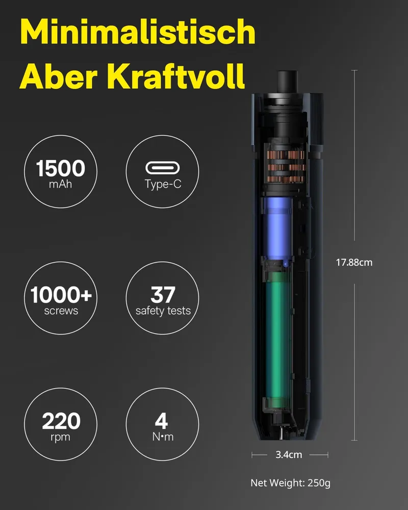 HOTO Elektrische Schroevendraaier LED 3,6V USB-C 12-in-1 1500mAh — foto 5