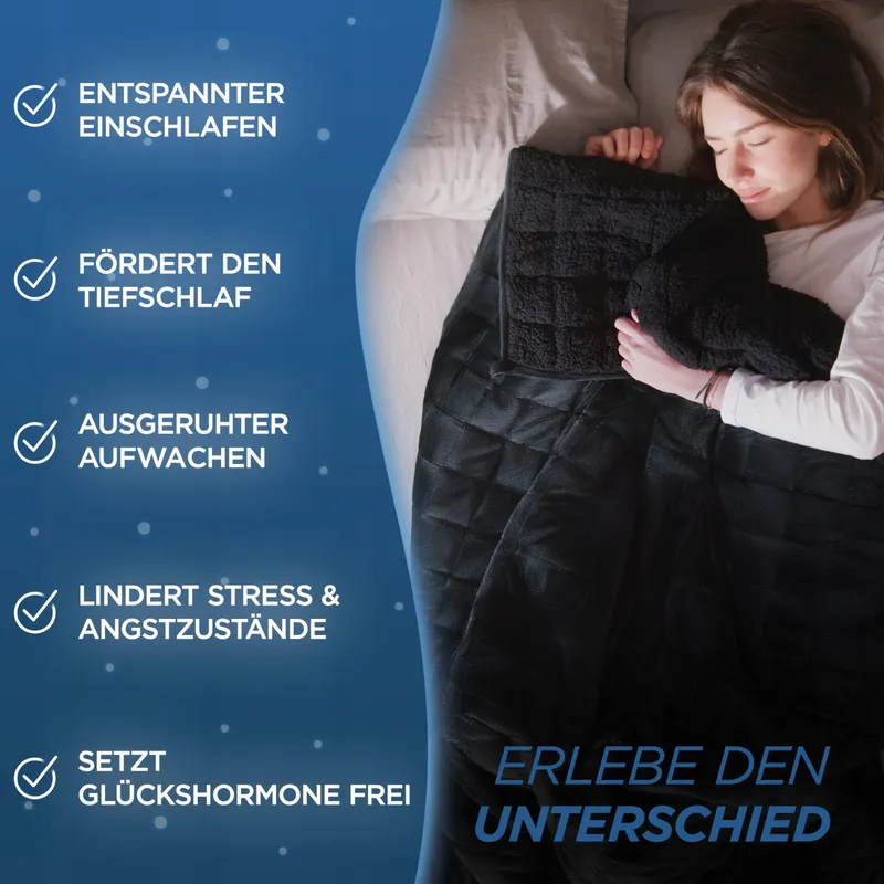 SAMTHUS Verzwaringsdeken 135x200cm 6kg Sherpa Fleece Zwart — foto 3