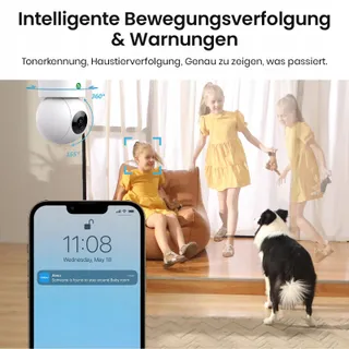 AOSU Binnencamera 2K 5G 2,4GHz 360 Kinderen Huisdieren Alexa — miniatuur 3