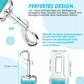SLOWTON DoubleTon Veiligheidsgordel Hond Verstelbaar Lichtblauw — miniatuur 4