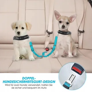 SLOWTON DoubleTon Veiligheidsgordel Hond Verstelbaar Lichtblauw — miniatuur 2
