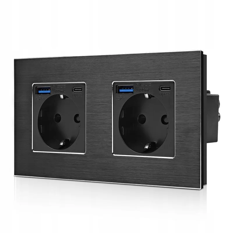 CNBINGO Schuko Stopcontact Inbouw USB C/A 20W Zwart — foto 1