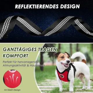 EYEIN Hondentuigje met Autogordel Verstelbaar Rood M — miniatuur 2