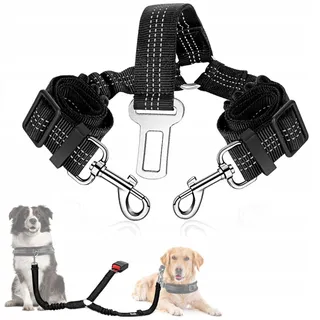 SLOWTON Autogordel voor Hond Verstelbaar Reflecterend Zwart — miniatuur 1