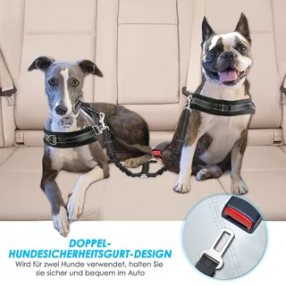 SLOWTON Autogordel voor Hond Verstelbaar Reflecterend Zwart — miniatuur 2