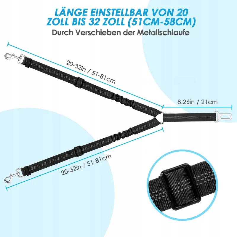SLOWTON Autogordel voor Hond Verstelbaar Reflecterend Zwart — foto 7