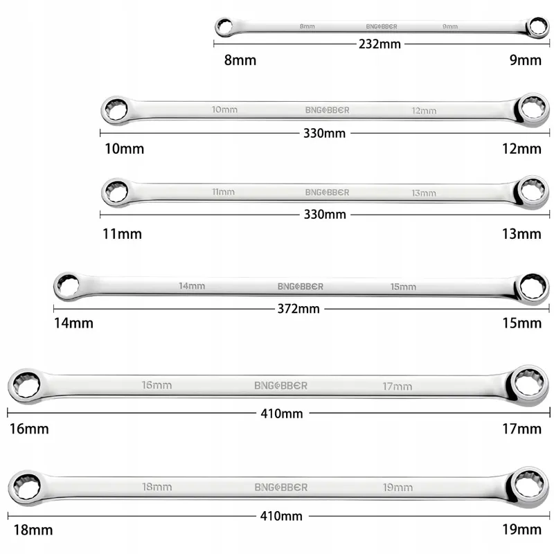 BINGCOBBER Ringsleutelset 8-delig Lang 8mm-24mm — foto 3