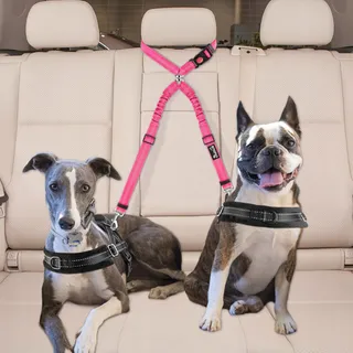 SLOWTON Dubbele Autogordel Voor Honden 2-in-1 Klitvrij — miniatuur 4