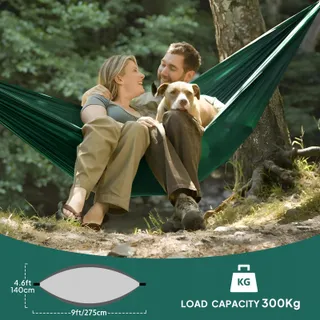 NATUREFUN Lichte Camping Hangmat 300kg Nylon Karabijnhaken Groen — miniatuur 2