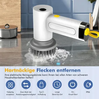 ETENTOUS Elektrische Schoonmaakborstel Badkamer Voegen 5 Koppen — miniatuur 3